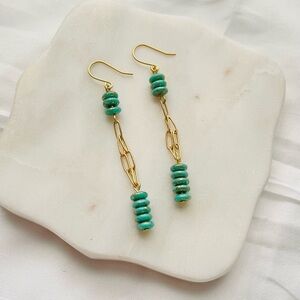 Elegant Gold and Green Dangle Earrings
